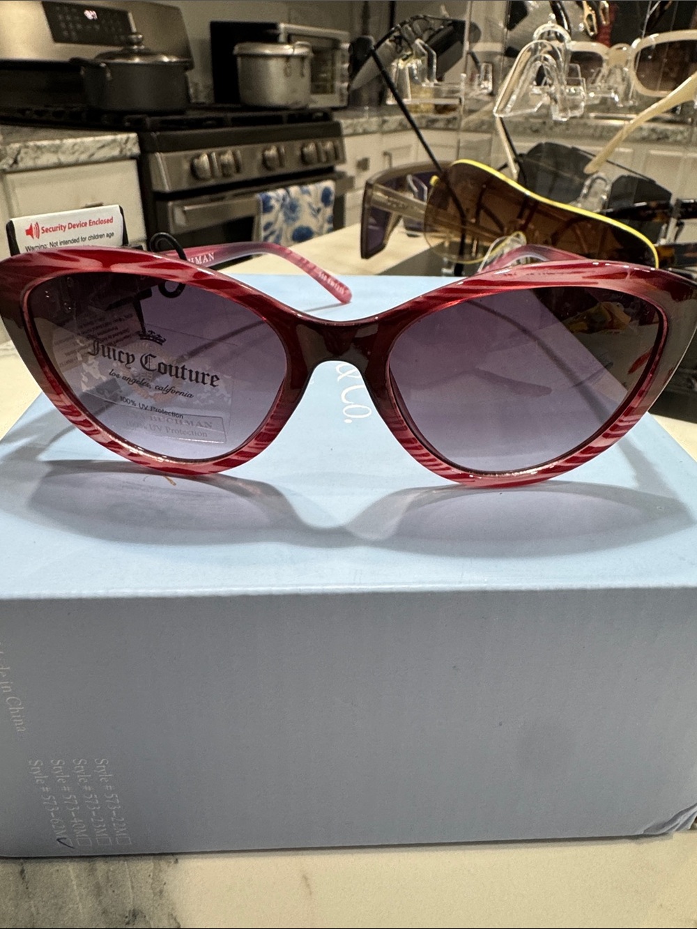 Dana Buchman Red Cat Eye Sunglasses with Gradient Lenses